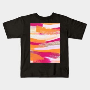 Abstract Pink and Orange Paint Pattern Kids T-Shirt